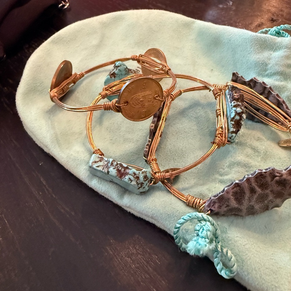 Bourbon and Bowties Gold and Turquoise Bracelet Trio